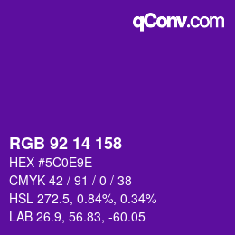 カラーコード: RGB 92 14 158 | qconv.com