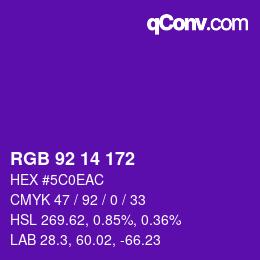 Color code: RGB 92 14 172 | qconv.com