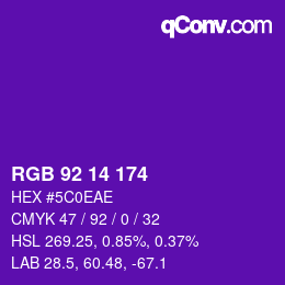 カラーコード: RGB 92 14 174 | qconv.com