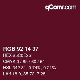 カラーコード: RGB 92 14 37 | qconv.com