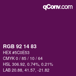 カラーコード: RGB 92 14 83 | qconv.com