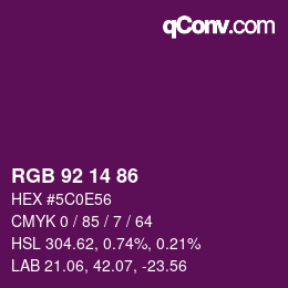 カラーコード: RGB 92 14 86 | qconv.com