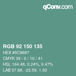 Color code: RGB 92 150 135 | qconv.com