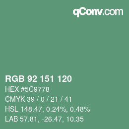 カラーコード: RGB 92 151 120 | qconv.com