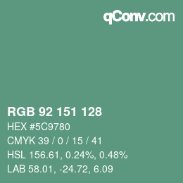 Color code: RGB 92 151 128 | qconv.com