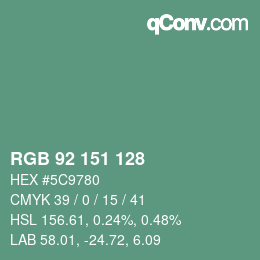 Color code: RGB 92 151 128 | qconv.com