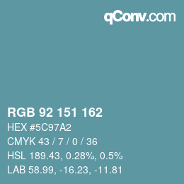 颜色代码: RGB 92 151 162 | qconv.com