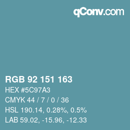 颜色代码: RGB 92 151 163 | qconv.com