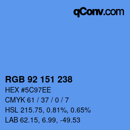 Color code: RGB 92 151 238 | qconv.com