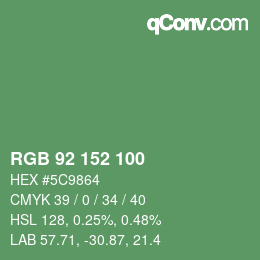 カラーコード: RGB 92 152 100 | qconv.com