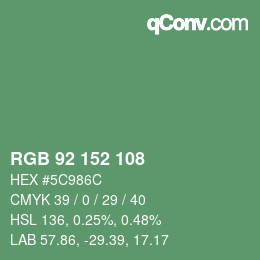カラーコード: RGB 92 152 108 | qconv.com
