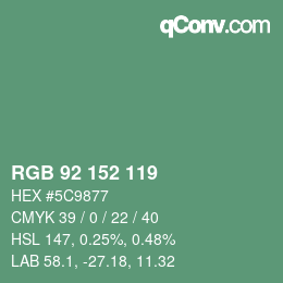 カラーコード: RGB 92 152 119 | qconv.com