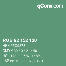 カラーコード: RGB 92 152 120 | qconv.com