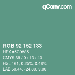 颜色代码: RGB 92 152 133 | qconv.com