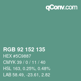 颜色代码: RGB 92 152 135 | qconv.com