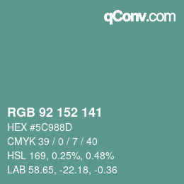 カラーコード: RGB 92 152 141 | qconv.com