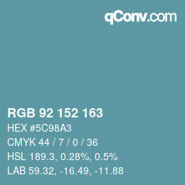 Farbcode: RGB 92 152 163 | qconv.com