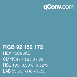 カラーコード: RGB 92 152 172 | qconv.com