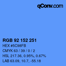 カラーコード: RGB 92 152 251 | qconv.com