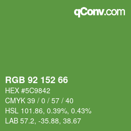 Color code: RGB 92 152 66 | qconv.com