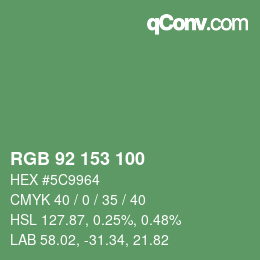 颜色代码: RGB 92 153 100 | qconv.com