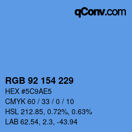 Color code: RGB 92 154 229 | qconv.com