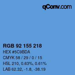 Color code: RGB 92 155 218 | qconv.com