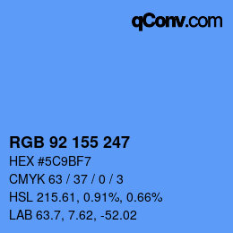 Color code: RGB 92 155 247 | qconv.com