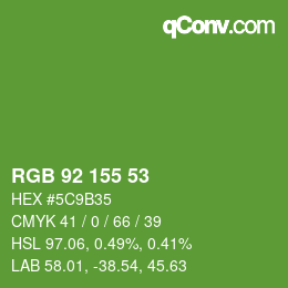 カラーコード: RGB 92 155 53 | qconv.com