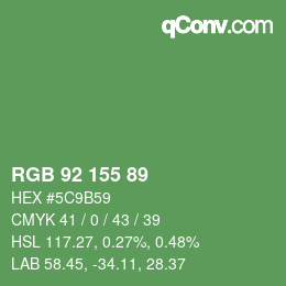 颜色代码: RGB 92 155 89 | qconv.com