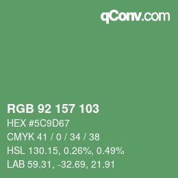颜色代码: RGB 92 157 103 | qconv.com