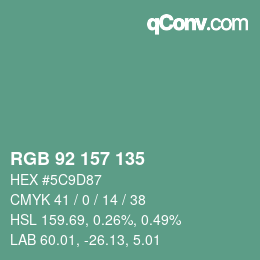 カラーコード: RGB 92 157 135 | qconv.com