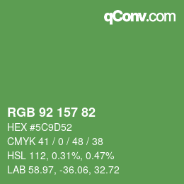 Color code: RGB 92 157 82 | qconv.com