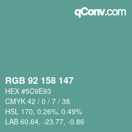 カラーコード: RGB 92 158 147 | qconv.com
