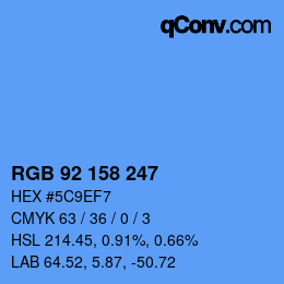 Color code: RGB 92 158 247 | qconv.com