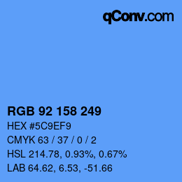 カラーコード: RGB 92 158 249 | qconv.com