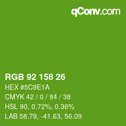 颜色代码: RGB 92 158 26 | qconv.com