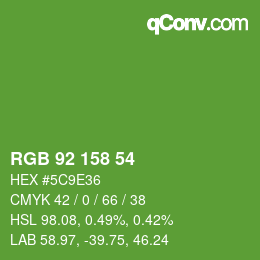 カラーコード: RGB 92 158 54 | qconv.com