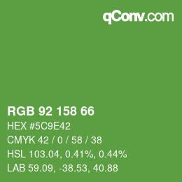 カラーコード: RGB 92 158 66 | qconv.com