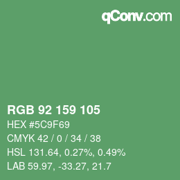 颜色代码: RGB 92 159 105 | qconv.com