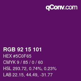 Color code: RGB 92 15 101 | qconv.com