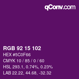 Color code: RGB 92 15 102 | qconv.com