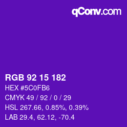 Color code: RGB 92 15 182 | qconv.com