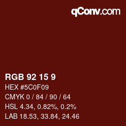 Color code: RGB 92 15 9 | qconv.com