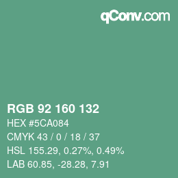颜色代码: RGB 92 160 132 | qconv.com