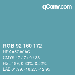 カラーコード: RGB 92 160 172 | qconv.com