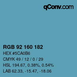 カラーコード: RGB 92 160 182 | qconv.com