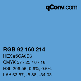 カラーコード: RGB 92 160 214 | qconv.com