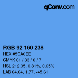 カラーコード: RGB 92 160 238 | qconv.com