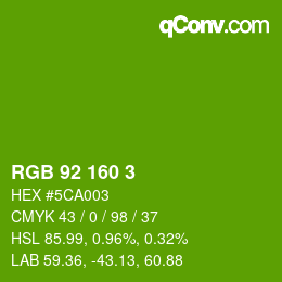 颜色代码: RGB 92 160 3 | qconv.com